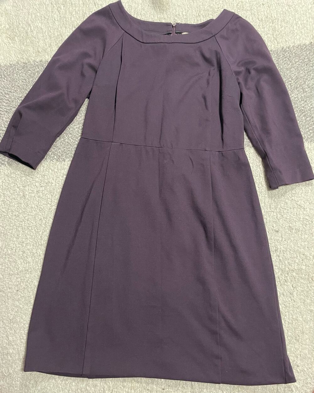Banana Republic Womens 10 Round Neck 3/4 Sleeve Shift Ponte Dress Vineyard Plum